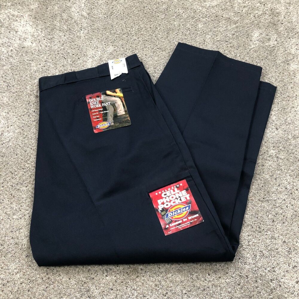 Dickies Pants Mens 50 Blue Double Knee Baggy Khaki Skating Work Wear Mens 50x32